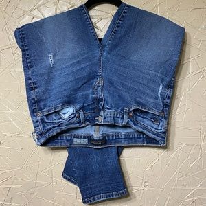 Straight Cut Distressed Denim Jeans